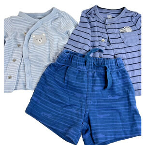 Carters Baby Outfit Set 3 Months Blue Tops Shorts Bundle